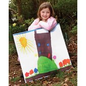 Childrens paintings as outdoor art